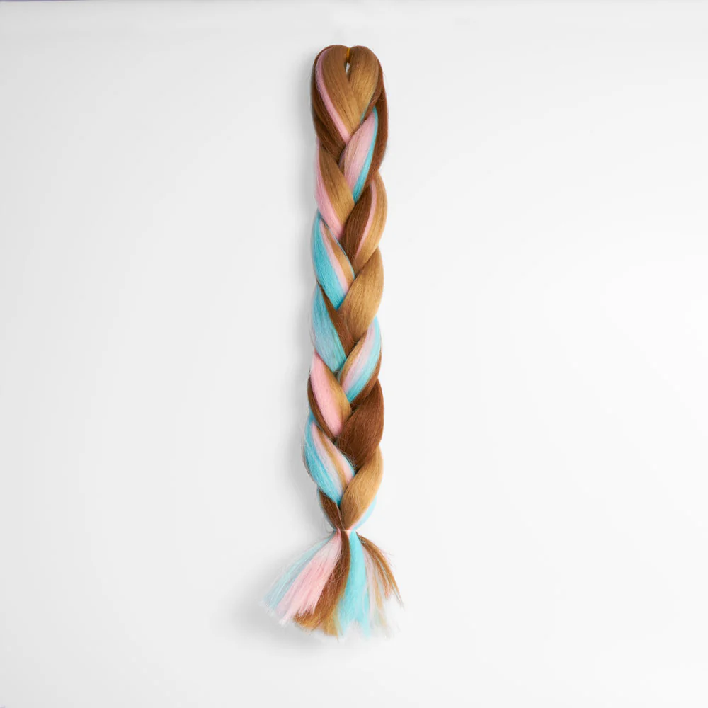Brown, Pink & Blue Synthetic Jumbo Braid - Image 7