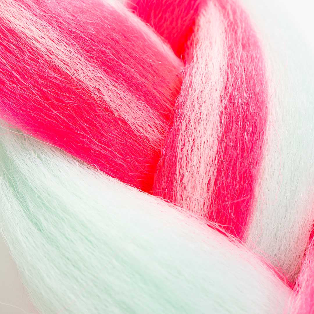 Neon Pink & Blue Synthetic Jumbo Braid - Image 3