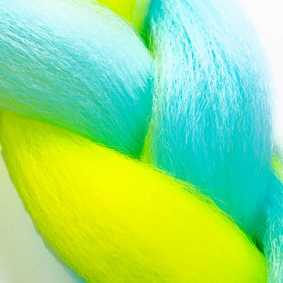 Neon Yellow & Blue Synthetic Jumbo Braid - Image 3