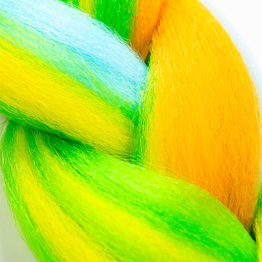 Orange, Blue, Green & Yellow Synthetic Jumbo Braid - Image 3