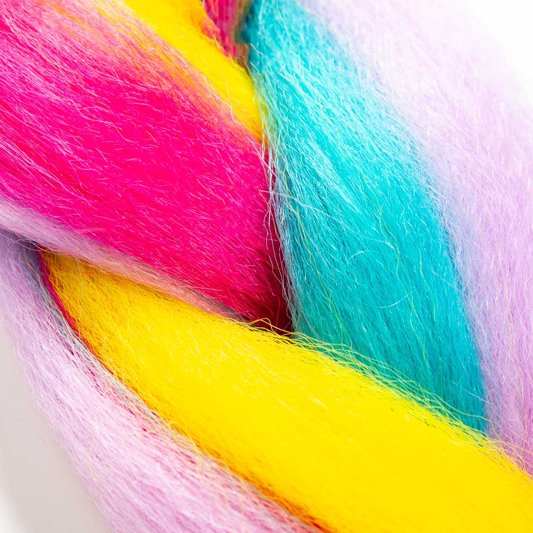 Pink, Purple, Yellow & Teal Synthetic Jumbo Braid - Image 3